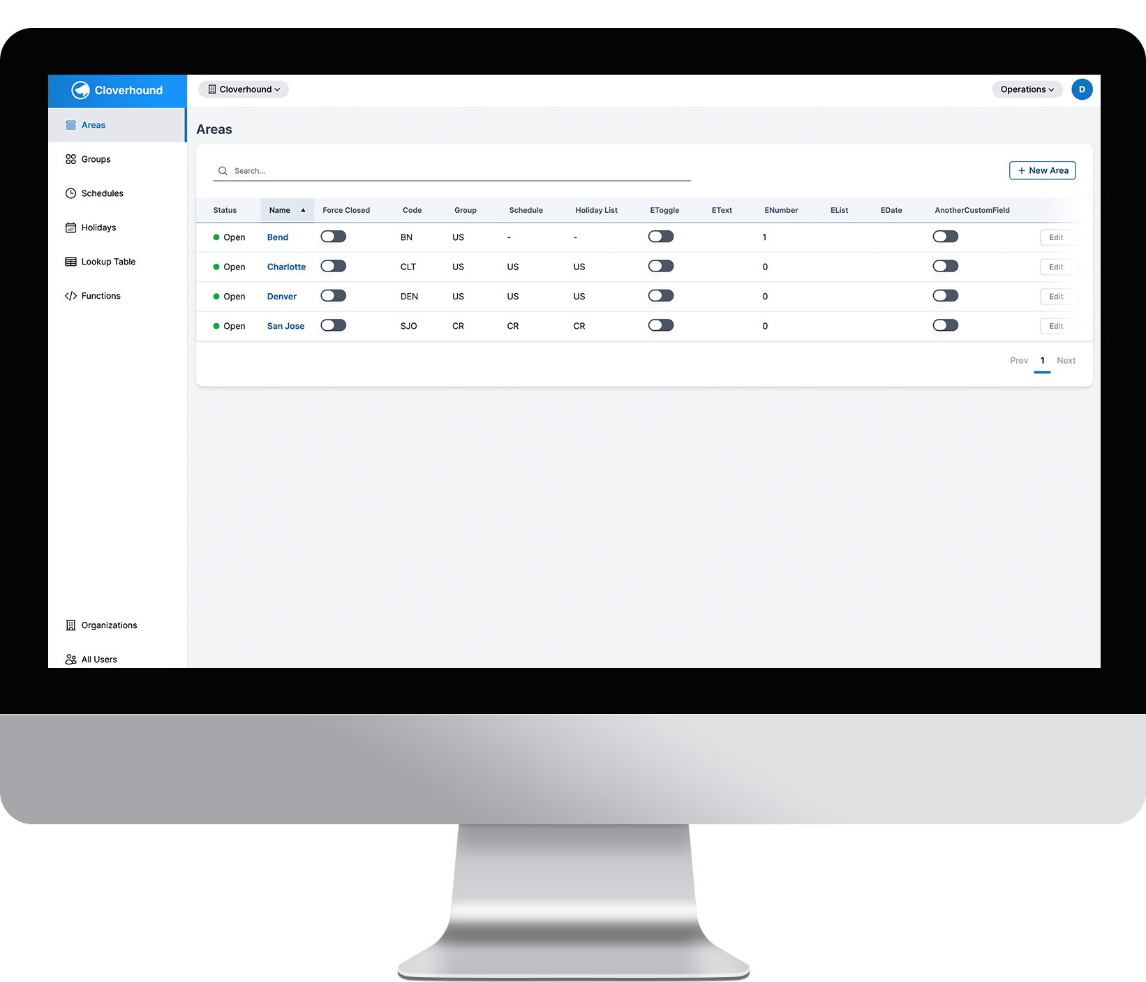 Maqueta del portal de control de operaciones